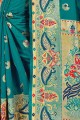 sari en soie art bleu sarcelle