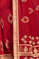 sari en soie d'art rouge