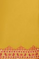costume churidar en georgette jaune moutarde et rose rani
