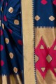 sari en coton bleu