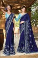 sari en soie art bleu royal