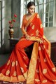 Orange Art Silk  Sari
