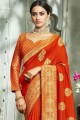 Orange Art Silk  Sari