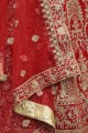 Lehenga choli de mariée en velours rouge