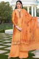 costume palazzo en coton et soie orange