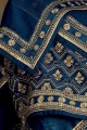 costume palazzo en georgette satin bleu marine