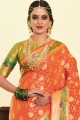 Orange Art silk  South Indian Saree