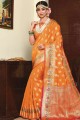 Sari Orange Art Soie Sud-Indien