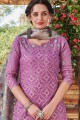 bhagalpuri violet clair et costume de pantalon droit de coton