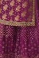costume sharara violet en jacquard et soie