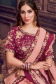 Baby pink Georgette and silk Party Wear Saree