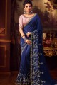 Famille Royale De Soie Bleue Porter Sari
