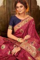 Oignon Art Rose Soie Banarasi Sari
