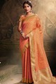 Orange Art soie Banarasi Sari