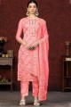 salwar kameez en coton tissage rose