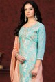 tissage coton bleu ciel salwar kameez avec dupatta