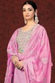 Salwar Kameez rose au coton tissé