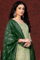 chanderi salwar kameez en vert clair avec tissage
