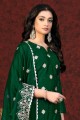 salwar kameez vert avec chanderi de tissage