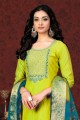chanderi salwar kameez en vert clair avec tissage