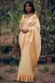 sari en organza doré avec tissage