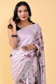 sari en soie or rose en impression numérique