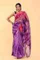 patch rose vin, fil, sari en coton brodé