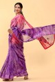 patch rose vin, fil, sari en coton brodé