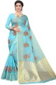 Saris en filet avec tissage en bleu aqua
