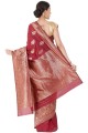 sari en soie marron avec tissage