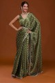 Brodé, Saris de satin imprimé numérique à Mehndi