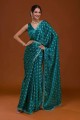 rama sari en satin brodé, impression numérique