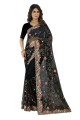 sari de mariage en filet brodé noir avec chemisier