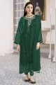 Salwar Kameez vert avec georgette brodée