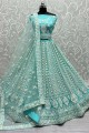 Turquoise Bridal Lehenga Choli en filet brodé