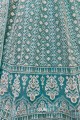 Turquoise Bridal Lehenga Choli en filet brodé