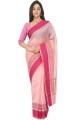 sari rose bébé avec tissage de soie