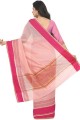 sari rose bébé avec tissage de soie