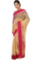 sari en soie jaune avec tissage