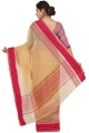 sari en soie jaune avec tissage