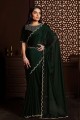 sari de mariage vert pierre de soie avec chemisier