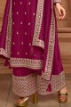 Costume Georgette Pink Palazzo brodé avec dupatta