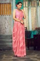 Saris en satin rose avec uni