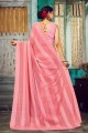 Saris en satin rose avec uni