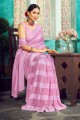 sari rose en satin avec uni