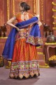 Navratri Lehenga Choli orange en coton miroir