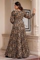 Impression numérique Georgette Costume Palazzo noir avec dupatta