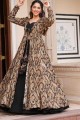 Impression numérique Georgette Costume Palazzo noir avec dupatta