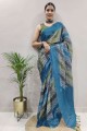 sari à impression numérique en georgette multicolore