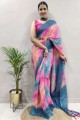 sari multicolore en georgette avec impression numérique